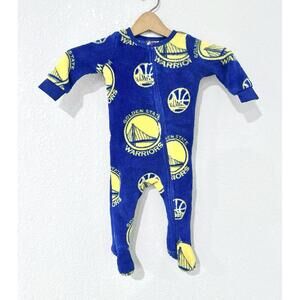 UNK Toddler Sleeper Golden State Warriors Blue and Yellow Basketball Pajamas 12M